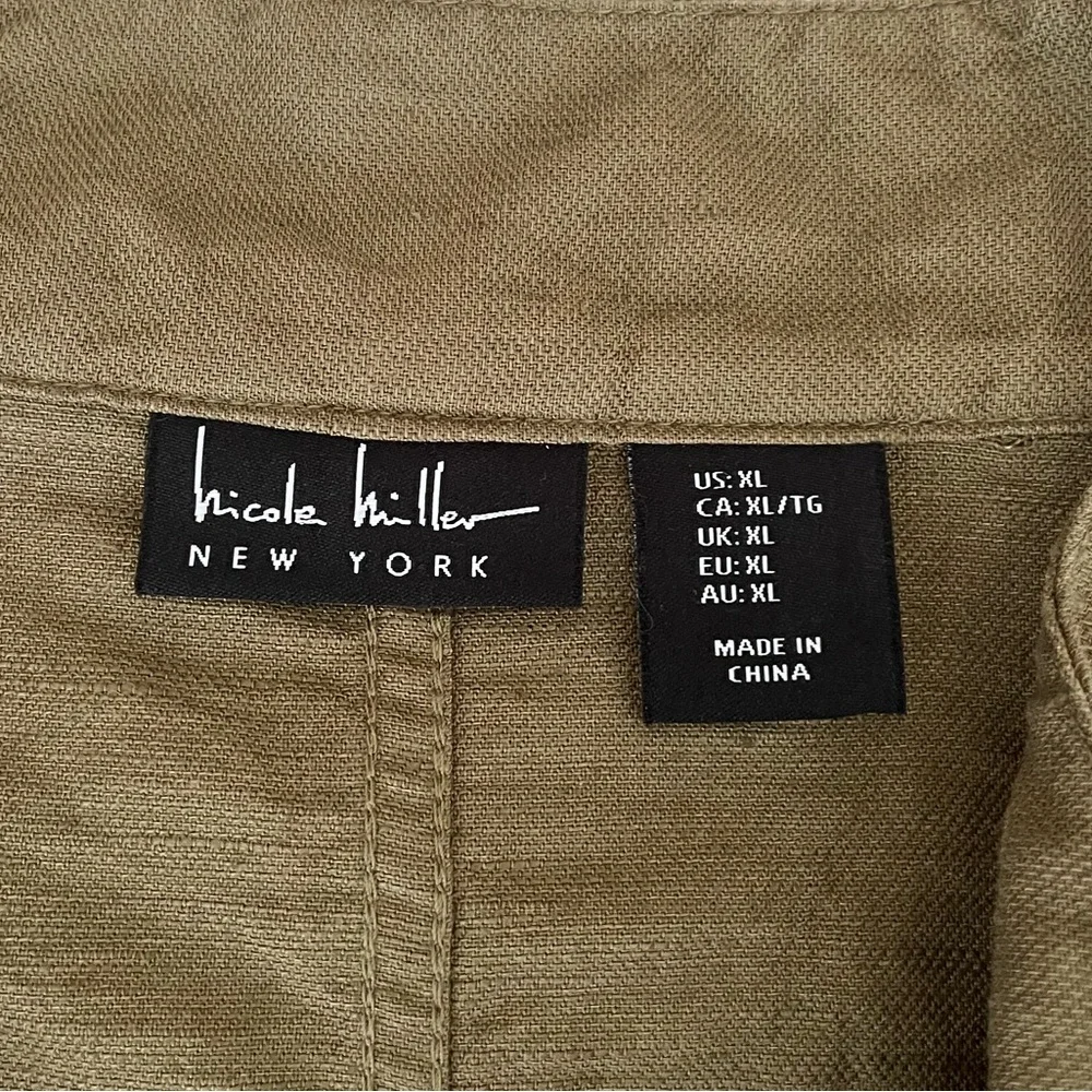 {Nicole Miller} Linen Blend Jacket in Olive Green - Womens XL